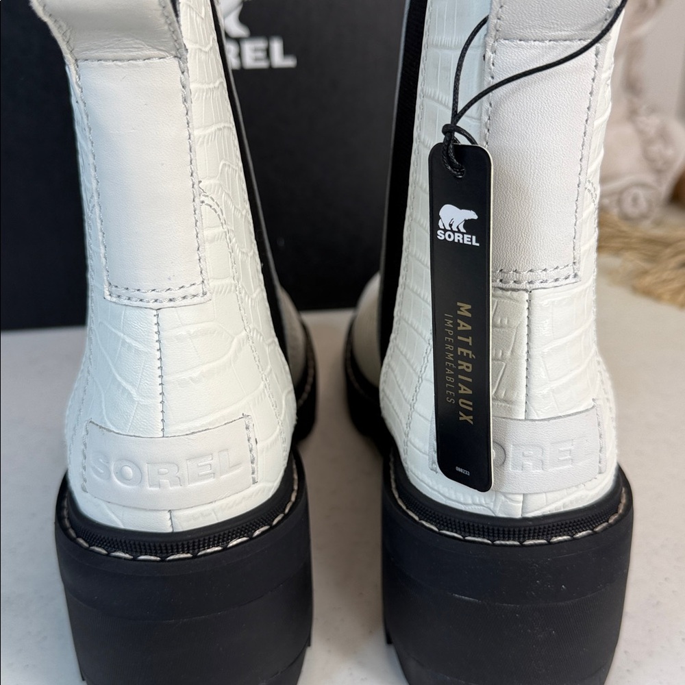 Sorel Joan Now Boots Womens 8 Sea/Salt Leather Waterproof Chelsea - Picture 5 of 11